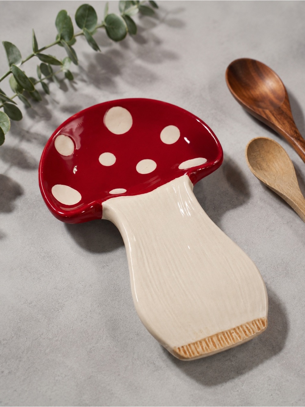 Whimsical Mushroom Spoon Rest Ceramic Woodland Fairy Garden Kitchen 🍄